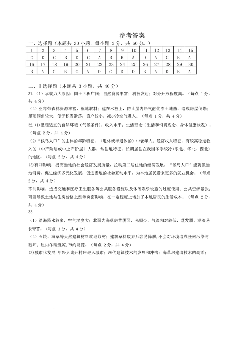 《双鸭山市第一中学2025-2026学年高一下学期4月月考地理答案_2024-2027高一（7-7月题库）(1)_2026年06月高一试卷_260603黑龙江省双鸭山市第一中学2025-2026学年高一下学期4月月考试题（全）》第1页预览