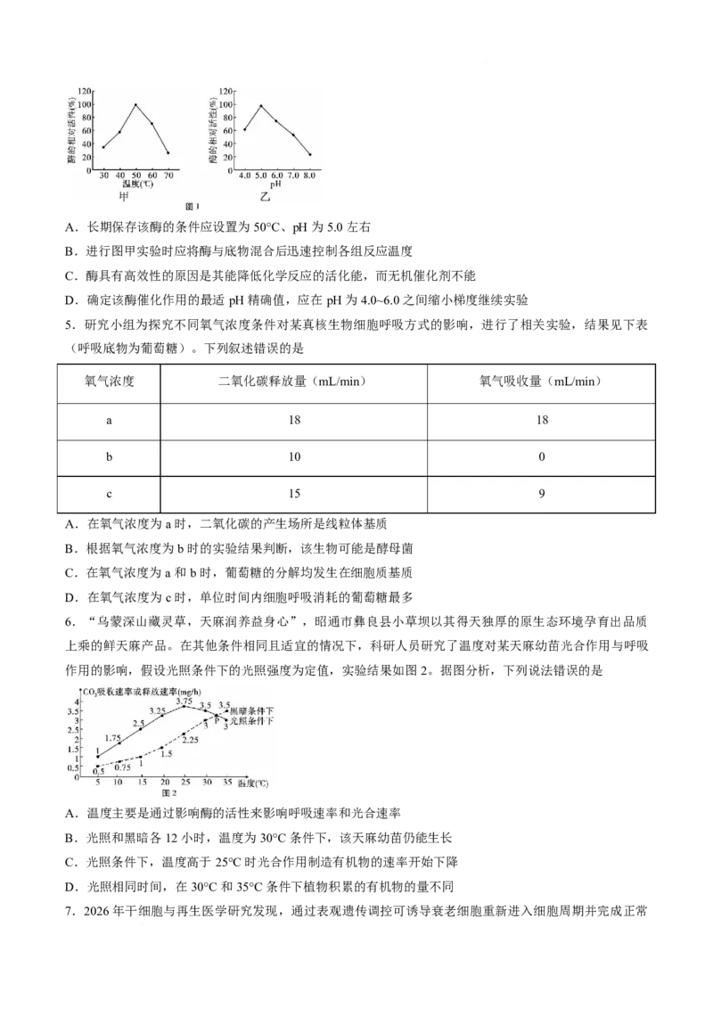 《云南省昭通一中教研联盟2025-2026学年高一下学期期中考试（A卷）生物试卷（含答案）_2024-2027高一（7-7月题库）(1)_2026年05月高一试卷》第2页预览