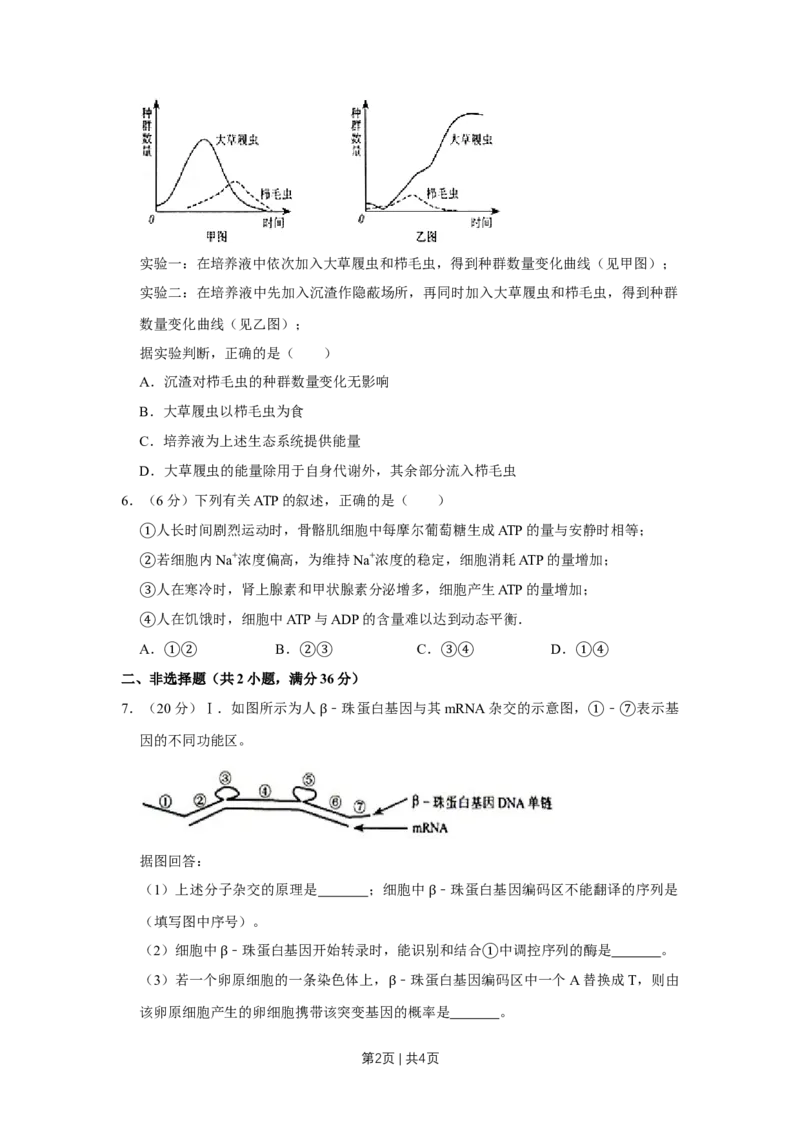《2008年高考生物试卷（天津）（空白卷）_历年真题_2008-2025·（天津）生物高考真题》第2页预览