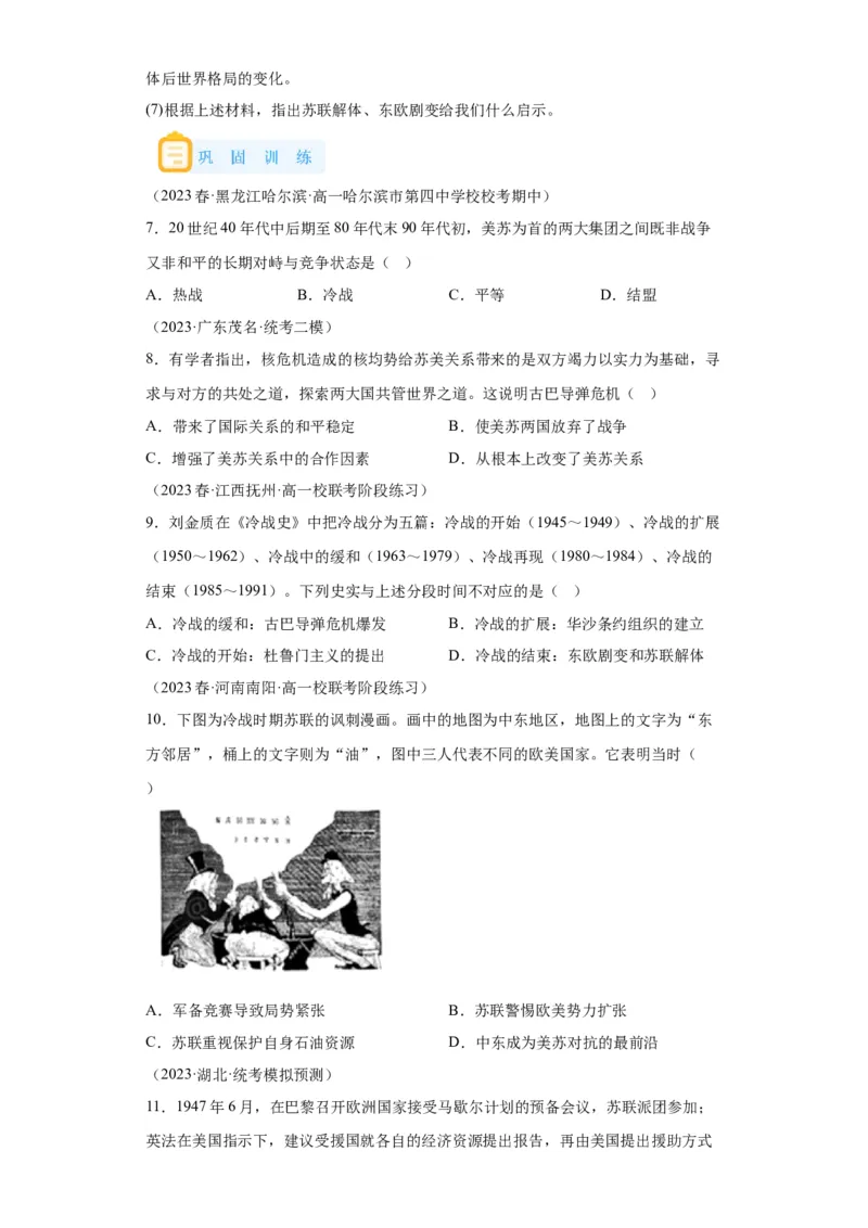 《18纲要下册第18课冷战与国际格局的演变_新版高中_高中历史新版_高中历史纲要下（统编版）_学案专项-P118》第6页预览