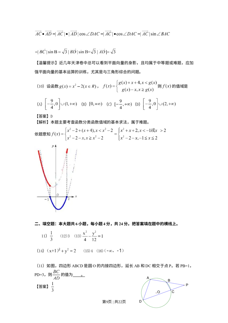 《2010年高考数学试卷（文）（天津）（解析卷）_历年真题_2008-2025·（天津）数学高考真题》第9页预览