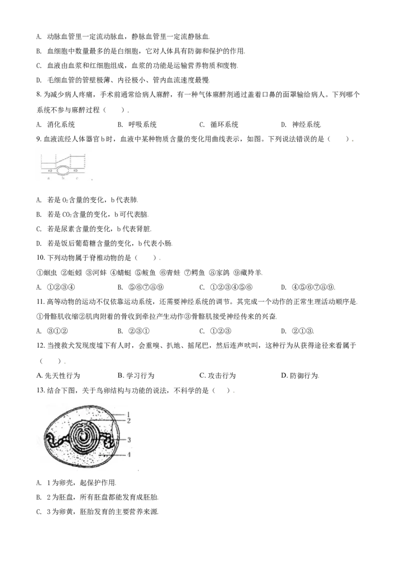 《2019年辽宁省锦州市中考生物试题（空白卷）_12.2026年4月全国各地高考模拟卷_2026版初中金考卷•45套中考试卷汇编系列合集_全国版中考真题(1)_辽宁各地中考_辽宁生物（24）》第2页预览
