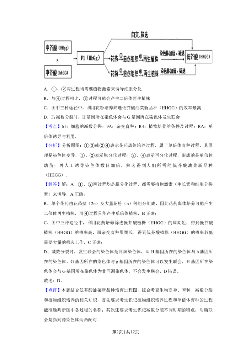 《2012年高考生物试卷（天津）（解析卷）_历年真题_2008-2025·（天津）生物高考真题》第2页预览