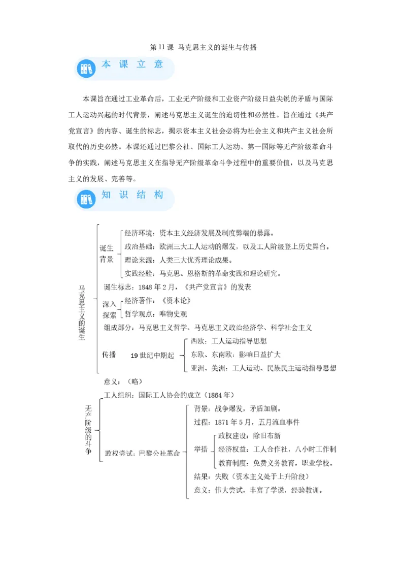 《11纲要下册第11课马克思主义的诞生与传播_新版高中_高中历史新版_高中历史纲要下（统编版）_学案专项-P118》第1页预览