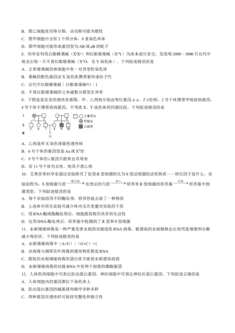《广东省茂名市高州市2025-2026学年高一下学期期中质量监测生物试卷（含解析）_2024-2027高一（7-7月题库）(1)_2026年06月高一试卷》第3页预览