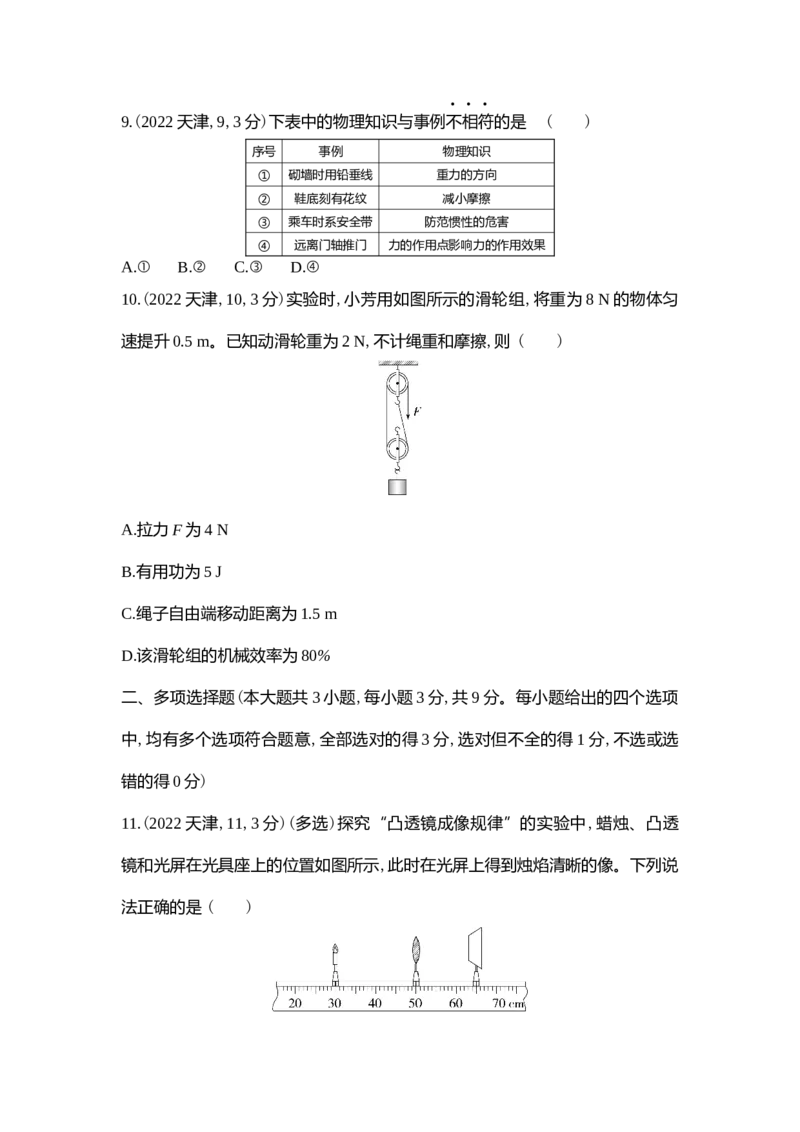《2022天津物理试卷+答案+解析(word整理版)_12.2026年4月全国各地高考模拟卷_2026版初中金考卷•45套中考试卷汇编系列合集_全国版中考真题(1)_各省市《历年中考真题》2013-2024(10)_天津》第4页预览