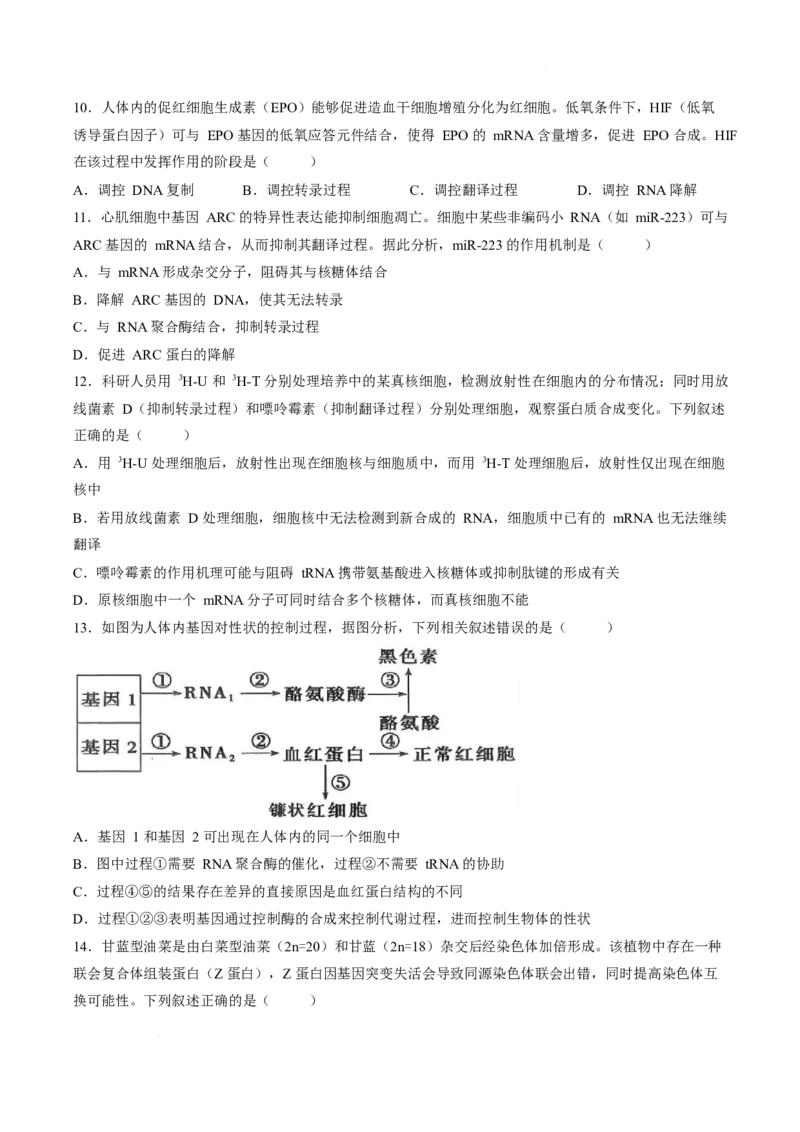 《山西省晋城市部分学校2025-2026学年高一下学期6月月考生物试卷（含答案）_2024-2027高一（7-7月题库）(1)_2026年06月高一试卷》第3页预览