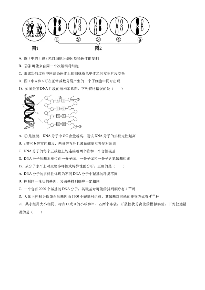 《浙江省金兰教育合作组织2025-2026学年高一下学期4月期中生物试题Word版无答案_2024-2027高一（7-7月题库）(1)_2026年05月高一试卷》第4页预览