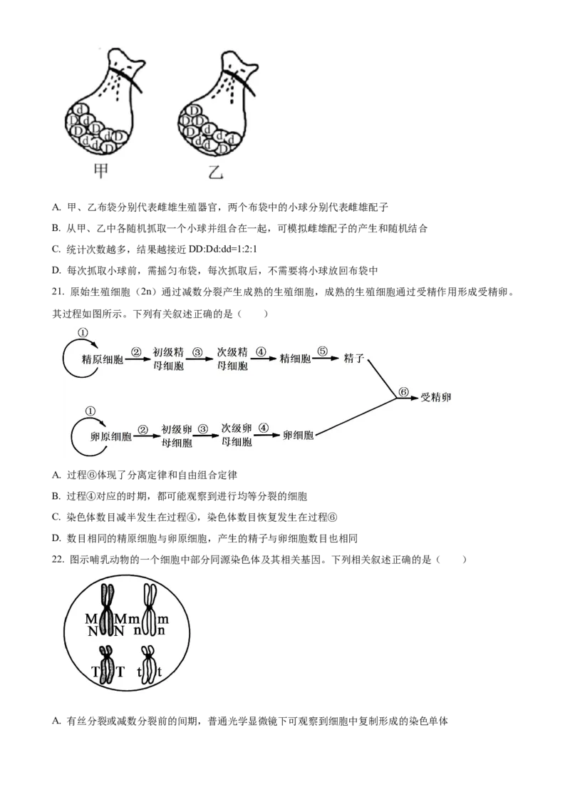 《浙江省金兰教育合作组织2025-2026学年高一下学期4月期中生物试题Word版无答案_2024-2027高一（7-7月题库）(1)_2026年05月高一试卷》第5页预览