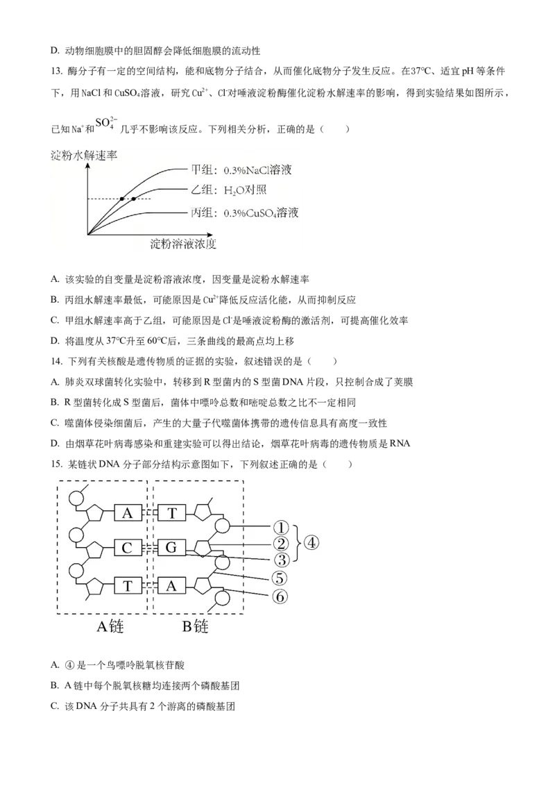《浙江省北斗联盟2025—2026学年高一下学期期中联考生物试题（原卷版）_2024-2027高一（7-7月题库）(1)_2026年05月高一试卷_260521浙江省杭州北斗联盟2025-2026学年高一下学期4月期中联考（全）》第3页预览