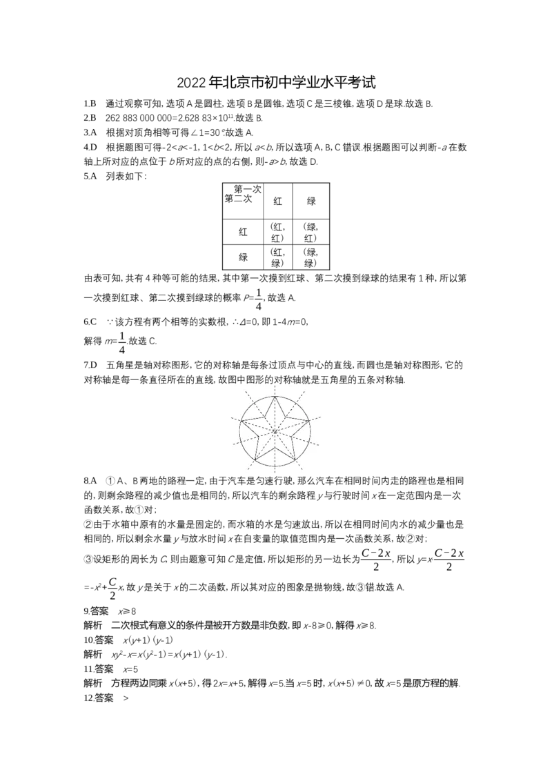《2022北京数学试卷+答案+解析(word整理版)_12.2026年4月全国各地高考模拟卷_2026版初中金考卷•45套中考试卷汇编系列合集_全国版中考真题(1)_各省市《历年中考真题》2013-2024(10)_01北京卷》第8页预览