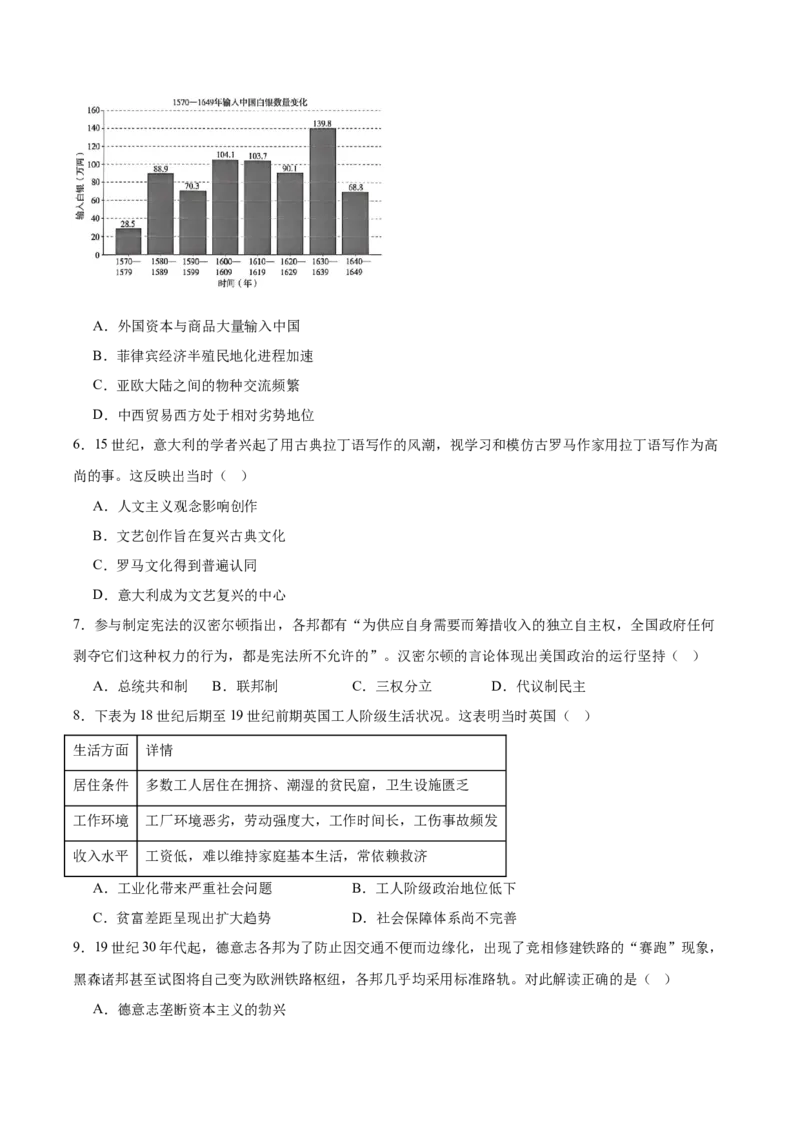 《河南省新乡市2025-2026学年高一下学期5月阶段检测试题历史Word版含答案_2024-2027高一（7-7月题库）(1)_2026年06月高一试卷_260612河南省新乡市2025-2026学年高一下学期5月阶段检测试题》第2页预览