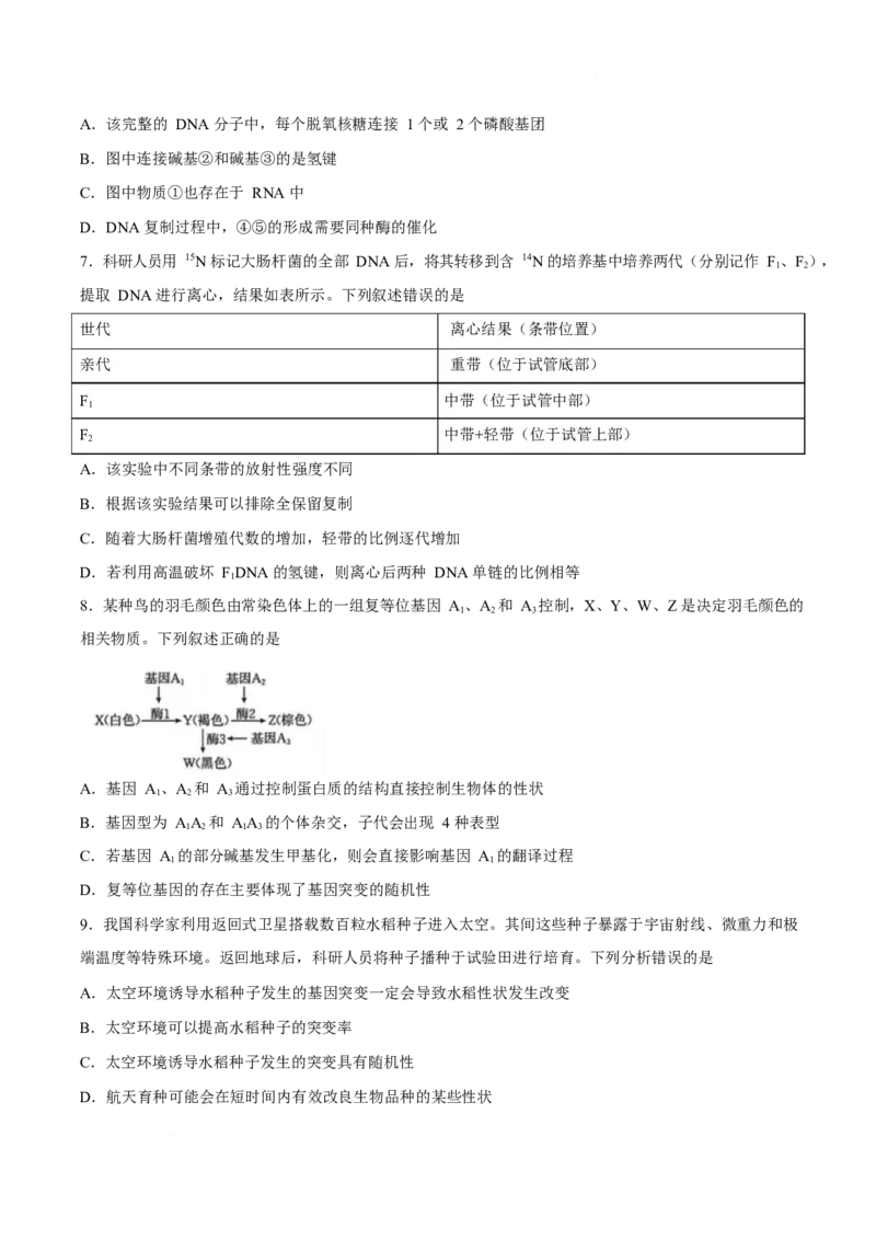 《河北省邢台市质检联盟2025-2026学年高一下学期6月阶段检测生物试题_2024-2027高一（7-7月题库）(1)_2026年06月高一试卷_260622河北省邢台市质检联盟2025-2026学年高一下学期6月阶段检测》第3页预览