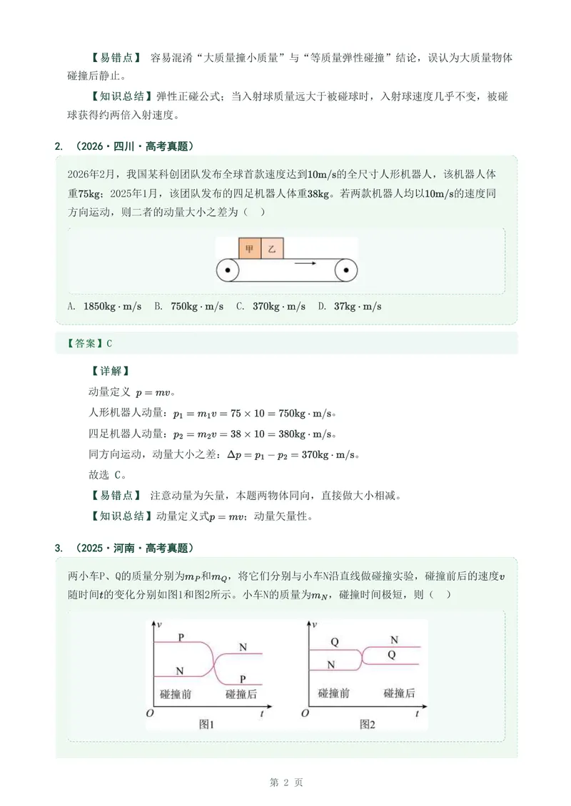 《专题十四动量守恒定律及其应用_2017-2026物理高考真题专题汇编（40个专题）(1)》第2页预览