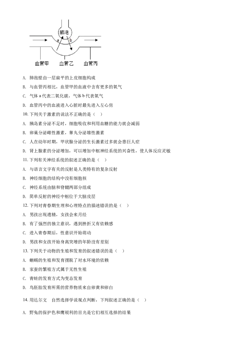 《2020年辽宁省锦州市中考生物试题（空白卷）_12.2026年4月全国各地高考模拟卷_2026版初中金考卷•45套中考试卷汇编系列合集_全国版中考真题(1)_辽宁各地中考_辽宁生物（24）》第2页预览