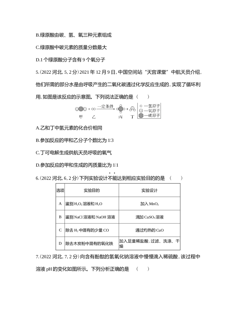 《2022河北化学试卷+答案+解析(word整理版)_12.2026年4月全国各地高考模拟卷_2026版初中金考卷•45套中考试卷汇编系列合集_全国版中考真题(1)_各省市《历年中考真题》2013-2024(10)_07河北卷》第2页预览
