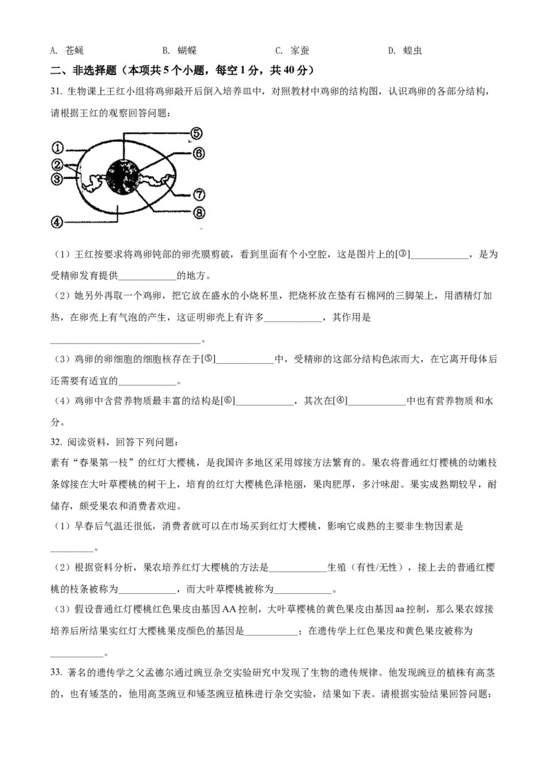 《2022年辽宁省铁岭市中考生物真题（空白卷）_12.2026年4月全国各地高考模拟卷_2026版初中金考卷•45套中考试卷汇编系列合集_全国版中考真题(1)_辽宁各地中考_辽宁生物（24）》第4页预览
