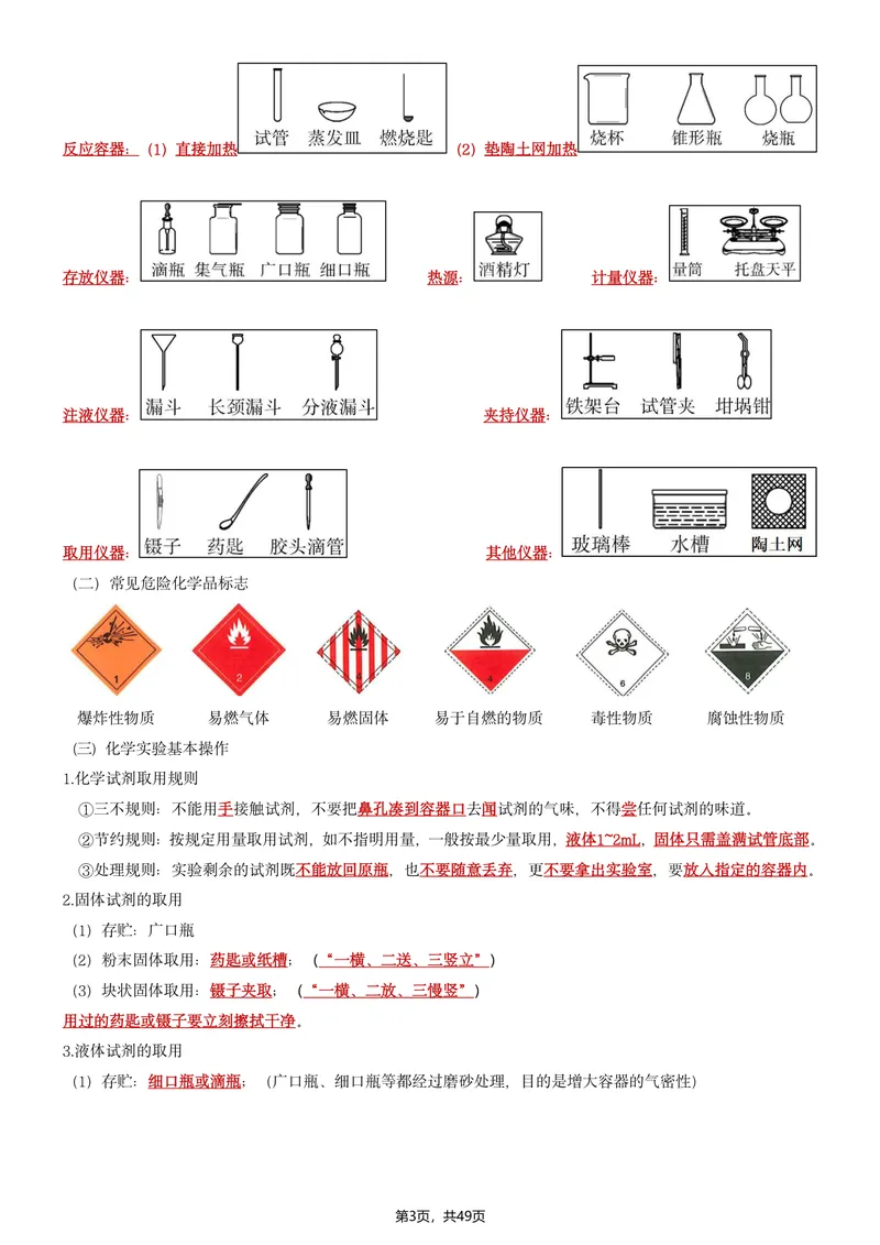 《2026新（人教版）九上化学知识点清单背诵版_2027《知识点默写小纸条3版》（9年级上）（化学）》第3页预览