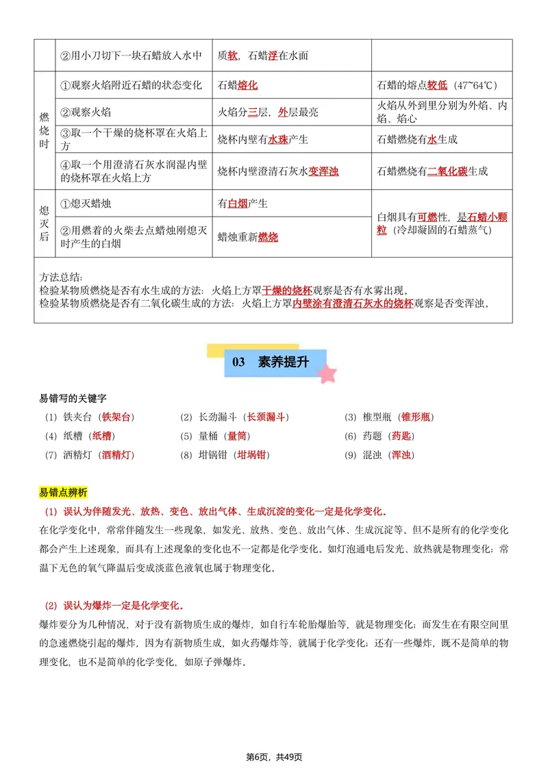 《2026新（人教版）九上化学知识点清单背诵版_2027《知识点默写小纸条3版》（9年级上）（化学）》第6页预览