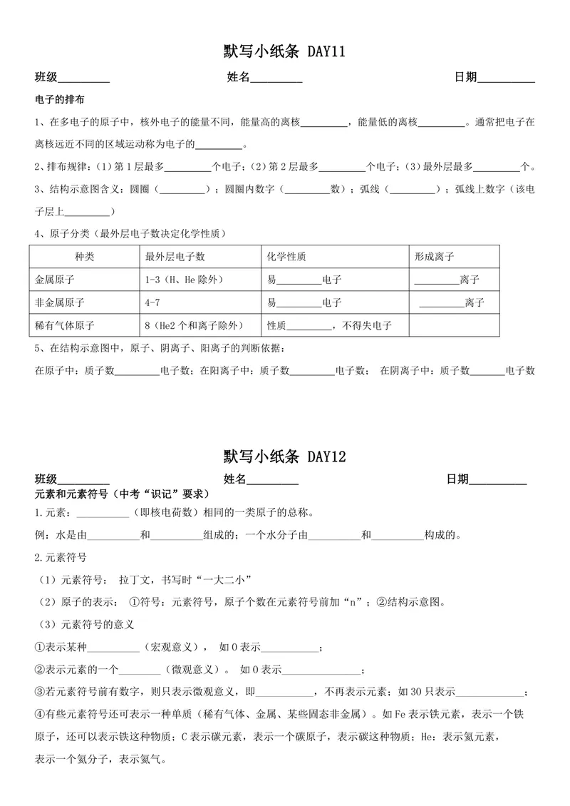 《版（1）九上化学默写小纸条空白_2027《知识点默写小纸条3版》（9年级上）（化学）》第6页预览
