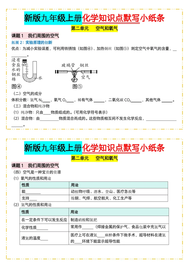 《版（3）新版九年级上册化学知识点默写小纸条空白_2027《知识点默写小纸条3版》（9年级上）（化学）》第8页预览