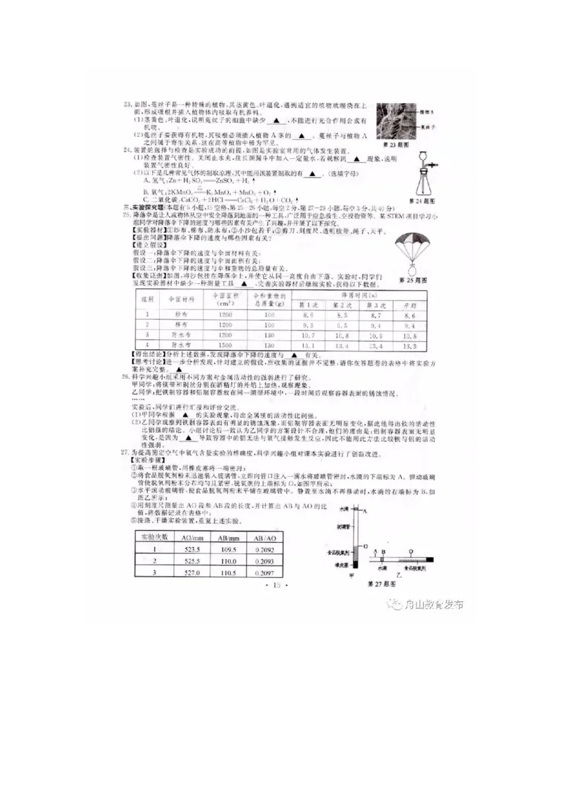 《2020浙江舟山化学试卷+答案(图片word版)_12.2026年4月全国各地高考模拟卷_2026版初中金考卷•45套中考试卷汇编系列合集_全国版中考真题(1)_各省市《历年中考真题》2013-2024(10)》第4页预览