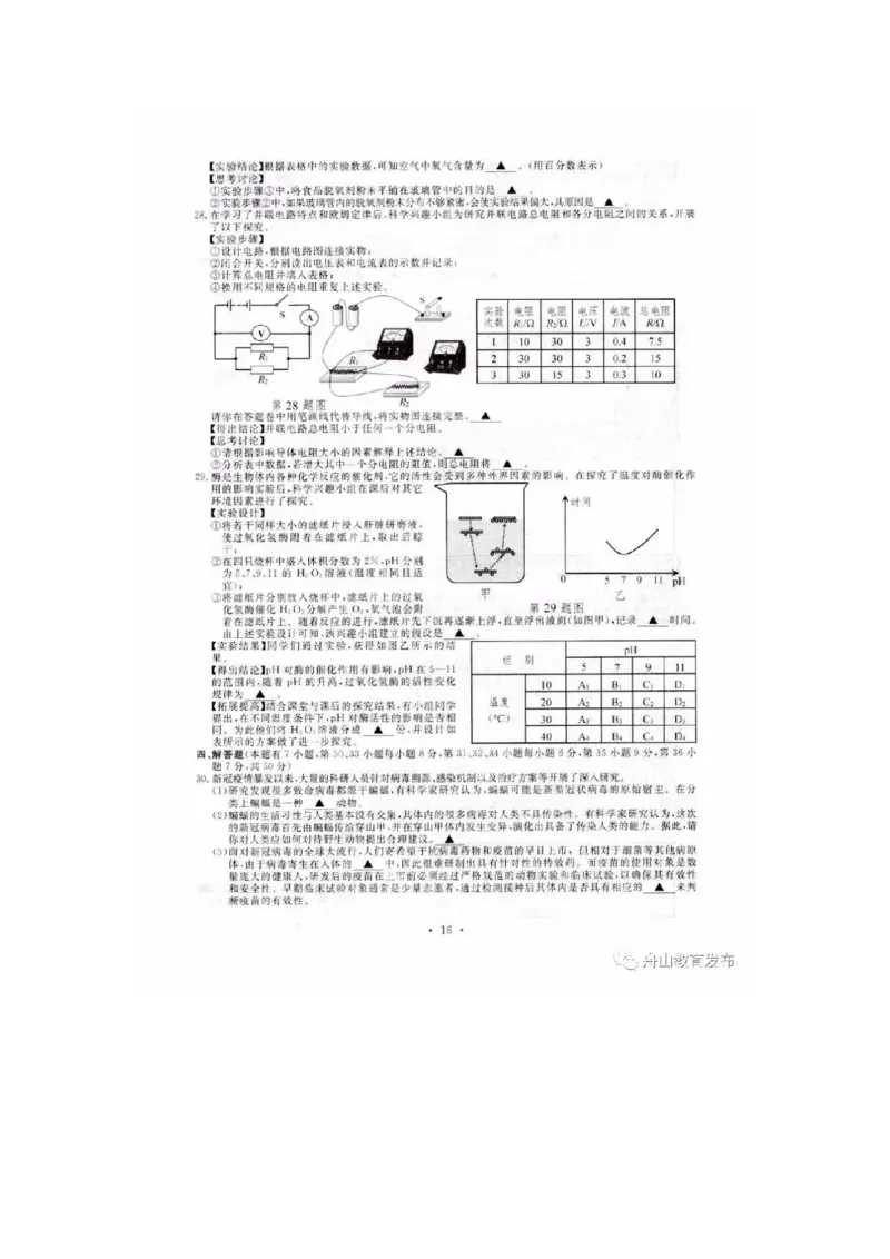 《2020浙江舟山化学试卷+答案(图片word版)_12.2026年4月全国各地高考模拟卷_2026版初中金考卷•45套中考试卷汇编系列合集_全国版中考真题(1)_各省市《历年中考真题》2013-2024(10)》第5页预览