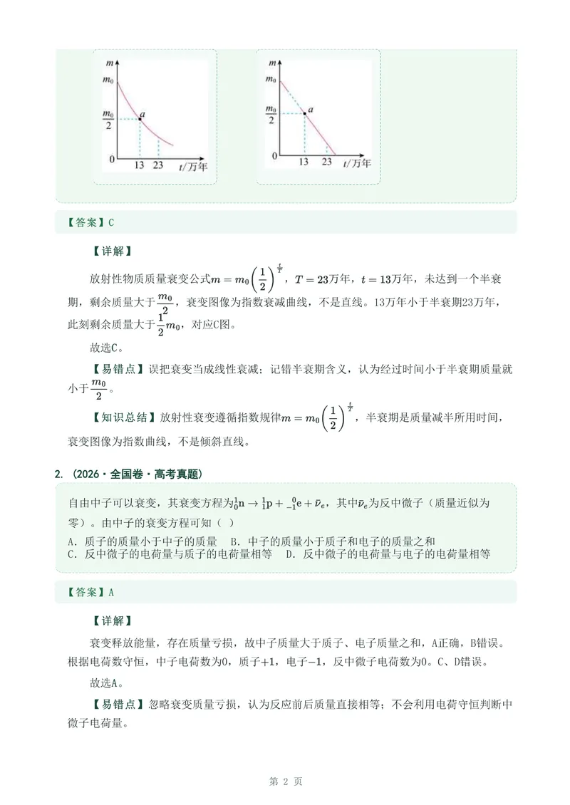 《专题四十原子核_2017-2026物理高考真题专题汇编（40个专题）(1)》第2页预览