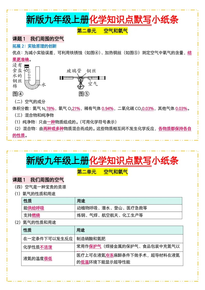 《版（3）新版九年级上册化学知识点默写小纸条答案_2027《知识点默写小纸条3版》（9年级上）（化学）》第8页预览
