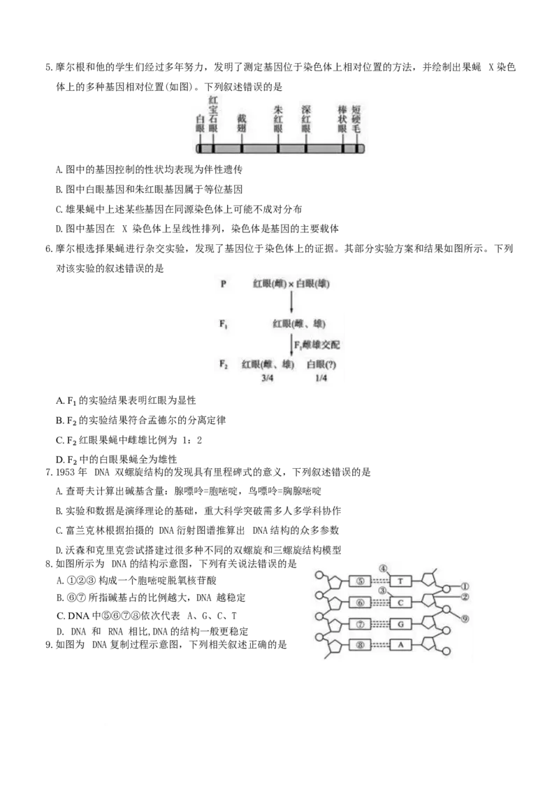 《河北省雄安新区部分高中2025-2026学年高一下学期5月期中生物试卷_2024-2027高一（7-7月题库）(1)_2026年06月高一试卷_260613河北省雄安新区部分高中2025-2026学年高一下学期5月期中》第2页预览