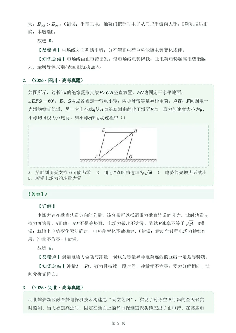 《专题十七电场力的性质_2017-2026物理高考真题专题汇编（40个专题）(1)》第2页预览