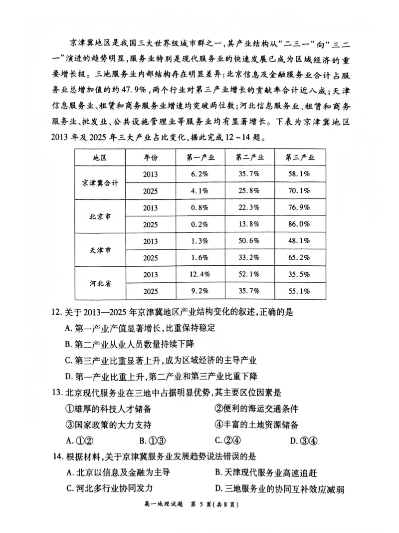 《河南省南阳市六校2025-2026学年高一下学期6月阶段检测地理试卷（图片版，含答案）_2024-2027高一（7-7月题库）(1)_2026年06月高一试卷》第5页预览