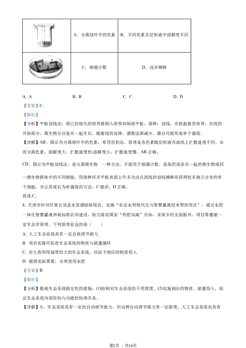 《2022年高考生物试卷（天津）（空白卷）_历年真题_2008-2025·（天津）生物高考真题》第2页预览