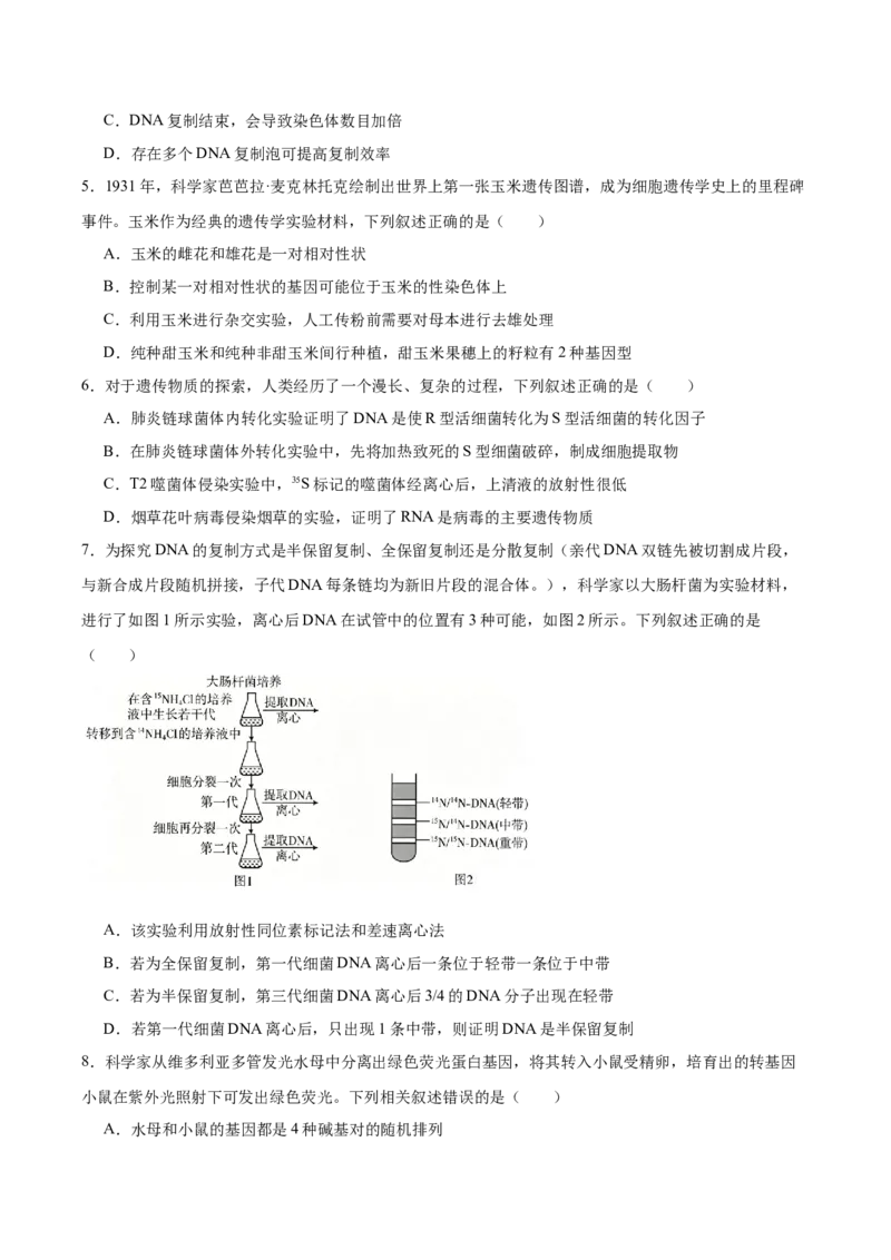 《福建省龙岩市一级达标校2025-2026学年高一下学期期中测试生物Word版含答案_2024-2027高一（7-7月题库）(1)_2026年05月高一试卷》第2页预览