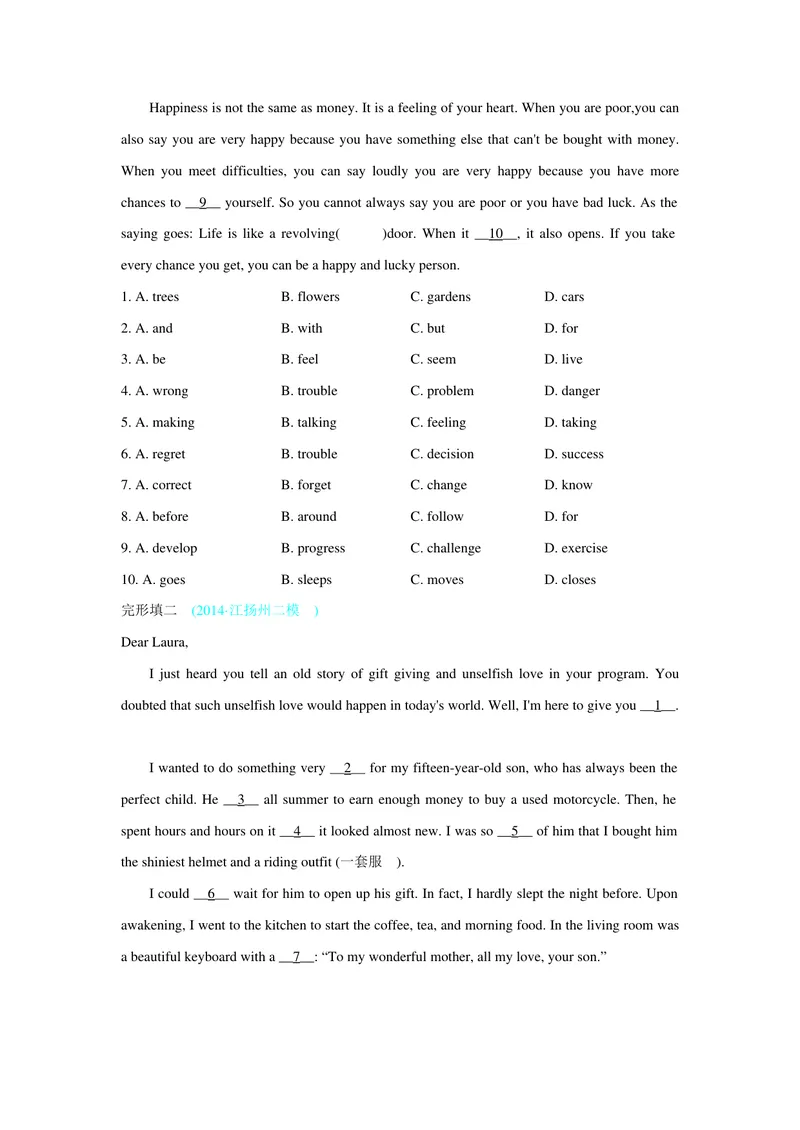 《专题十六完形填空_初中英语789_26秋最新人教版英语九年级上册_26秋人教九上_39、赠送其它资料_旧版资料_14.知识点_中考知识点》第10页预览