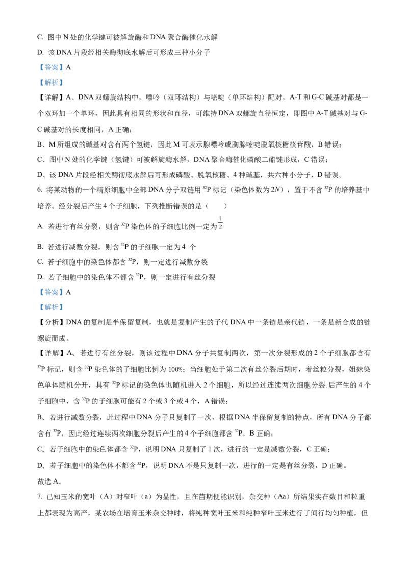 《湖北省荆州市沙市中学2025-2026学年高一下学期5月阶段检测生物试题Word版含解析_2024-2027高一（7-7月题库）(1)_2026年06月高一试卷》第4页预览