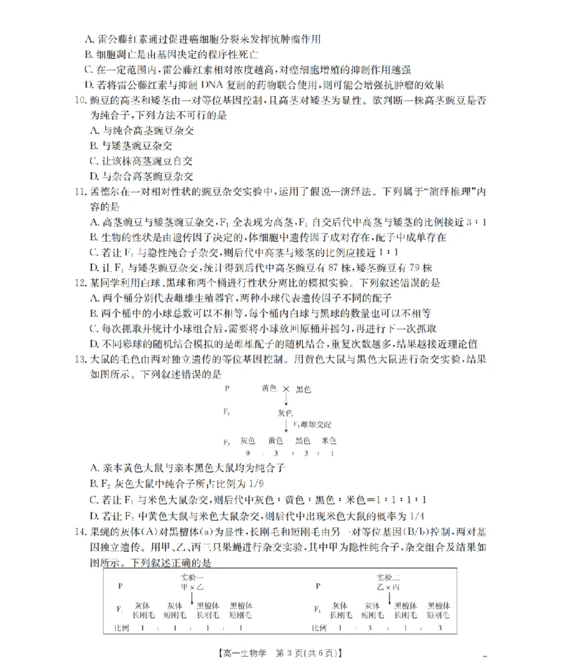 《生物学_扫描版_2024-2027高一（7-7月题库）(1)_2026年05月高一试卷_260506重庆市2025-2026学年高一下学期4月联考（全）》第3页预览