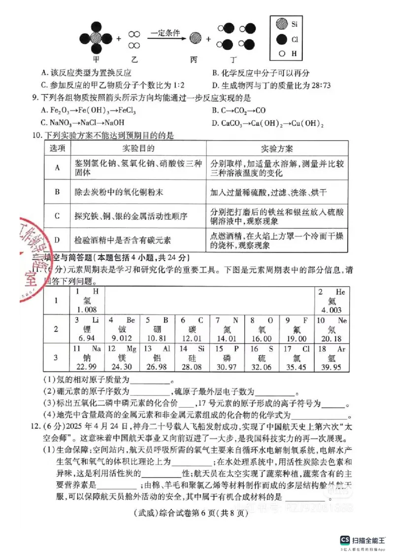《2025年甘肃省武威市中考化学真题_12.2026年4月全国各地高考模拟卷_2026版初中金考卷•45套中考试卷汇编系列合集_全国版中考真题(1)_2025年全国中考真题答案（按省市分类）(10)_甘肃省》第2页预览