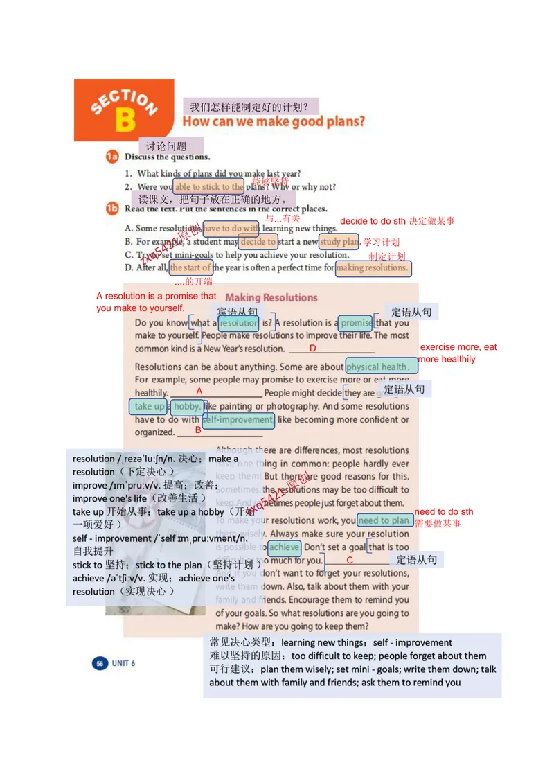 《课堂笔记Unit6PlanforYourself_初中英语789_最新人教版英语八年级上册_新版_最新2025秋人教版英语（八年级上册）_2025秋人教版英语8上：预习资料包_12课堂笔记（pdf）（多套）_赠送版》第6页预览