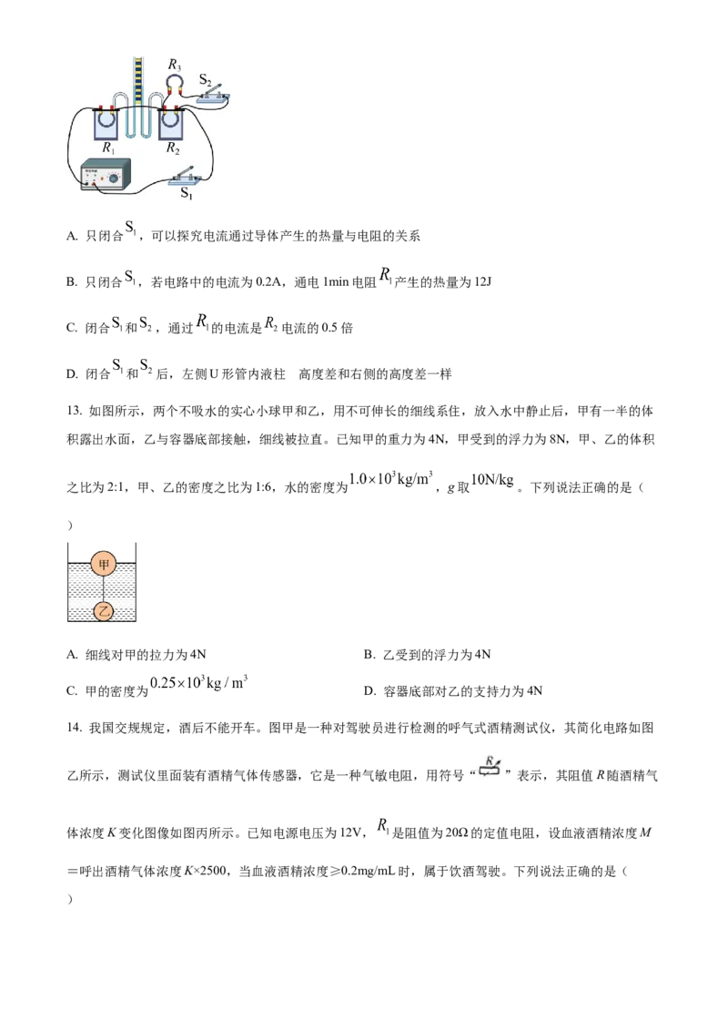 《2024年四川省宜宾市中考物理真题（原卷版）_12.2026年4月全国各地高考模拟卷_2026版初中金考卷•45套中考试卷汇编系列合集_全国版中考真题(1)_各省市《历年中考真题》2013-2024(10)_四川》第4页预览