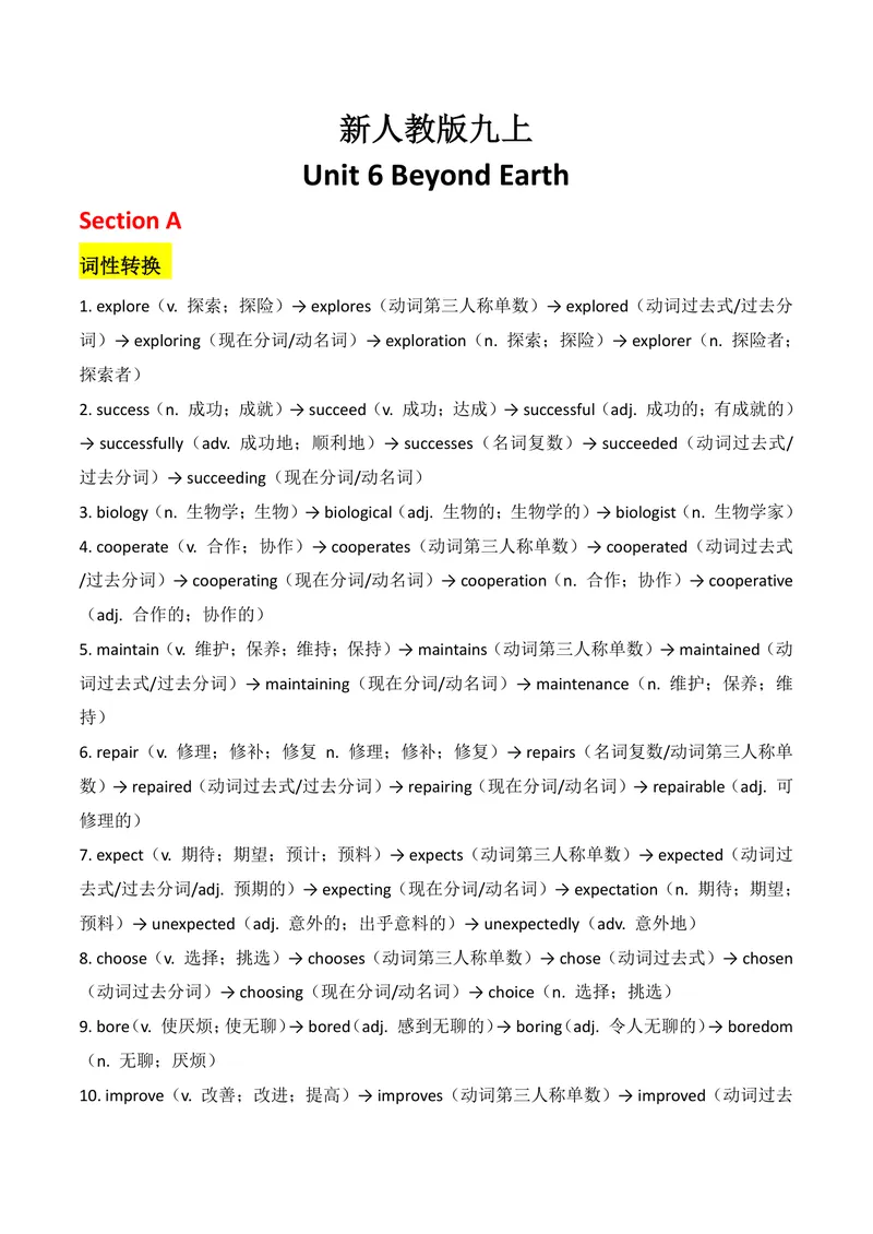 《U6教师版_初中英语789_26秋最新人教版英语九年级上册_26秋人教九上_08、单元知识清单背诵版+默写版PDF版+word版_知识清单PDF版本_U6》第1页预览