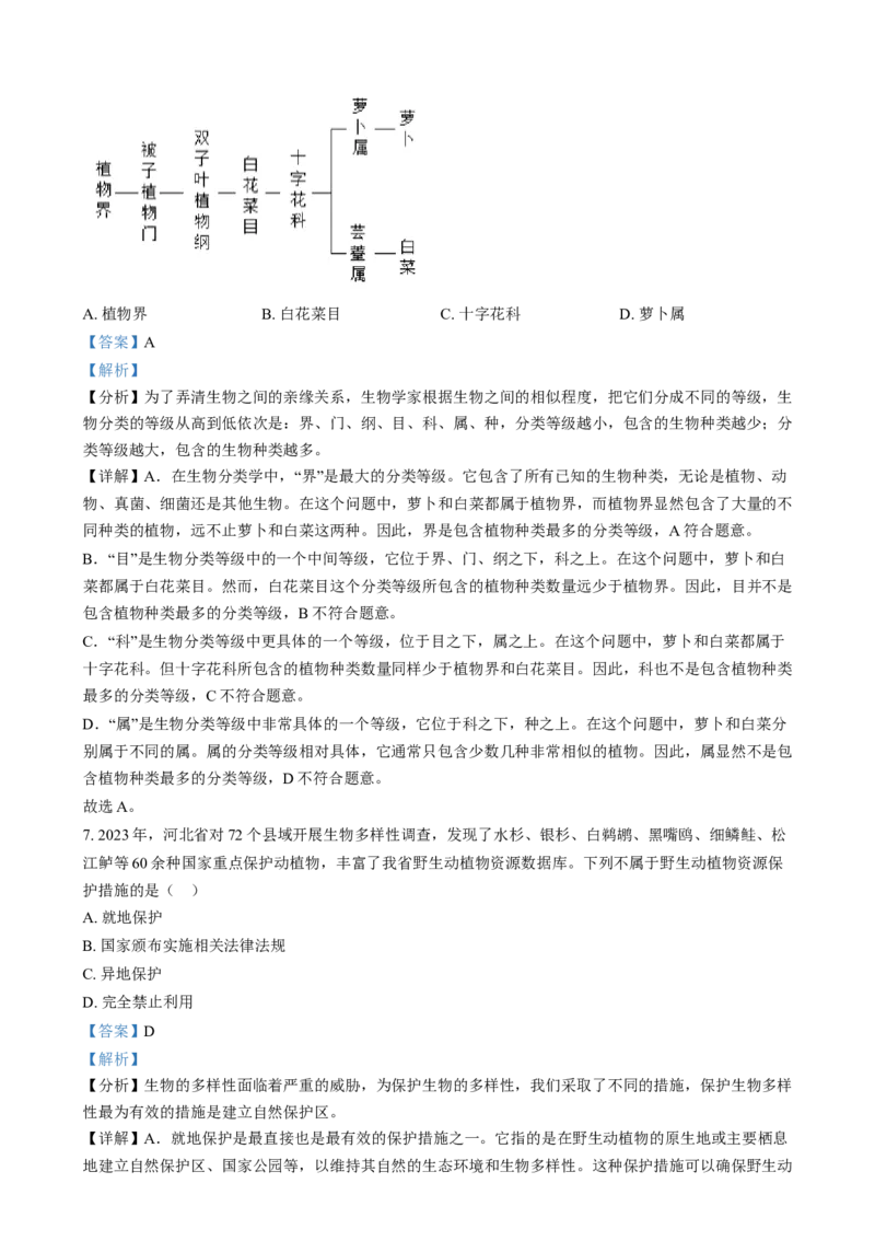 《2024年河北省八年级中考生物真题（解析版）_12.2026年4月全国各地高考模拟卷_2026版初中金考卷•45套中考试卷汇编系列合集_全国版中考真题(1)_各省市《历年中考真题》2013-2024(10)》第4页预览