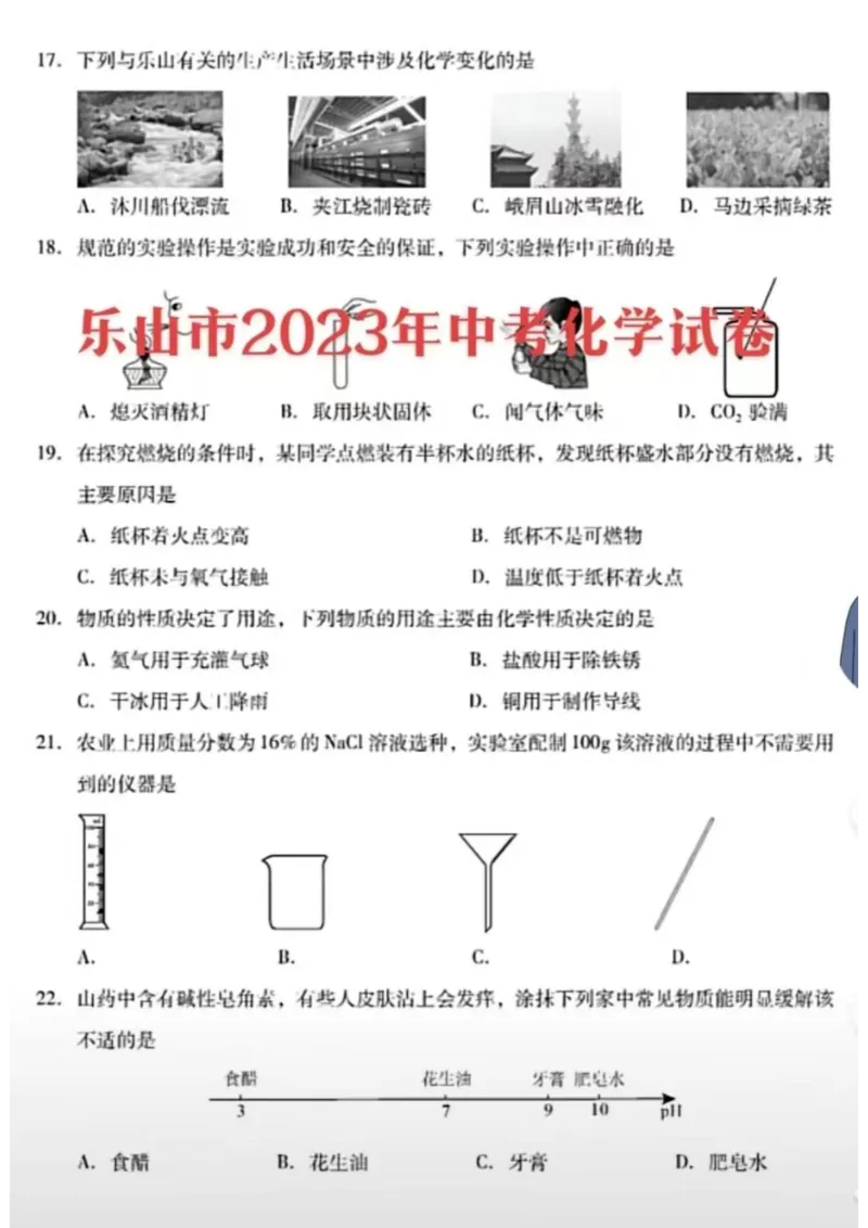 《2023四川乐山化学试卷(PDF版)_12.2026年4月全国各地高考模拟卷_2026版初中金考卷•45套中考试卷汇编系列合集_全国版中考真题(1)_各省市《历年中考真题》2013-2024(10)_27四川地区试卷》第1页预览