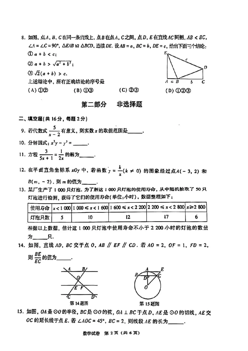 《2023北京数学试卷(PDF版)_12.2026年4月全国各地高考模拟卷_2026版初中金考卷•45套中考试卷汇编系列合集_全国版中考真题(1)_各省市《历年中考真题》2013-2024(10)_01北京卷》第2页预览