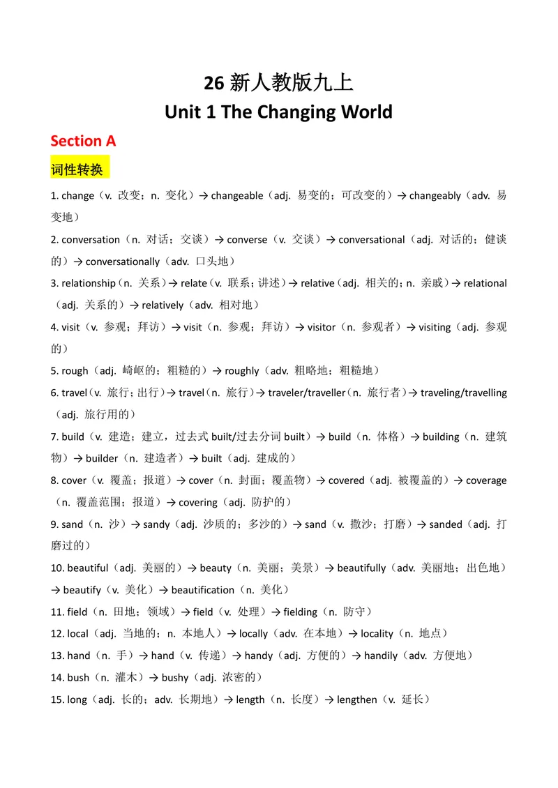 《U1教师版_初中英语789_26秋最新人教版英语九年级上册_26秋人教九上_08、单元知识清单背诵版+默写版PDF版+word版_知识清单PDF版本_U1》第1页预览
