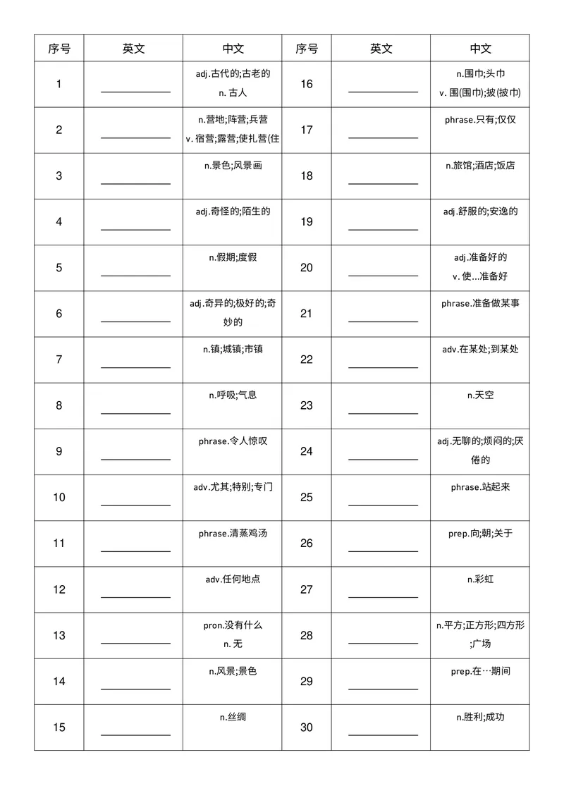 《中译英全册_初中英语789_最新人教版英语八年级上册_新版_最新2025秋人教版英语（八年级上册）_2025秋人教版英语8上：预习资料包_07单词默写（word+pdf）（多套）_合并版》第1页预览