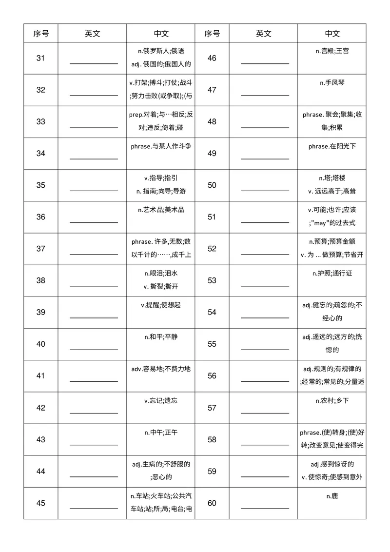 《中译英全册_初中英语789_最新人教版英语八年级上册_新版_最新2025秋人教版英语（八年级上册）_2025秋人教版英语8上：预习资料包_07单词默写（word+pdf）（多套）_合并版》第2页预览