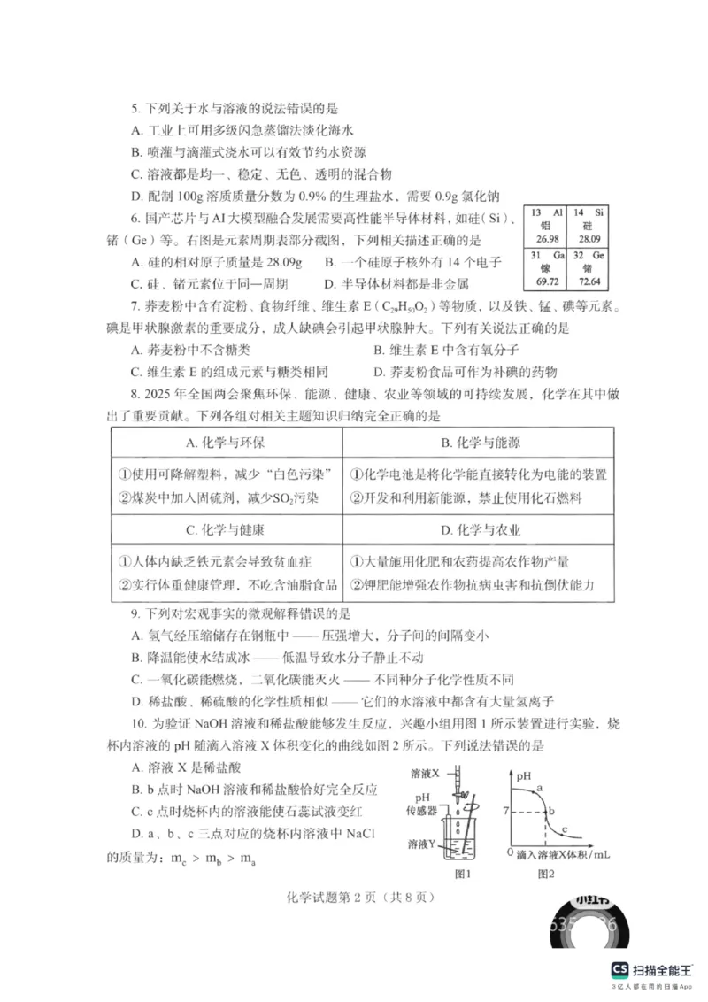 《2025年烟台市中考化学真题_12.2026年4月全国各地高考模拟卷_2026版初中金考卷•45套中考试卷汇编系列合集_全国版中考真题_2025年全国中考真题答案（按省市分类）(10)_山东省_烟台市》第2页预览