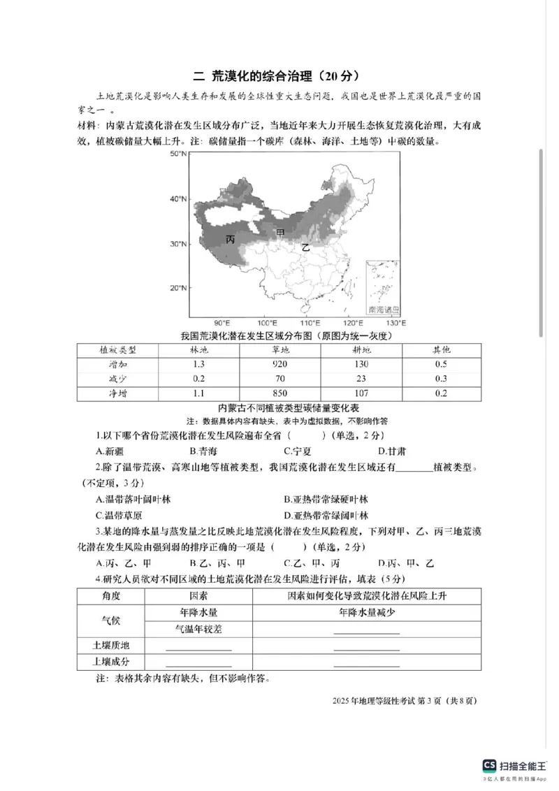 《2025年上海市中考地理真题_12.2026年4月全国各地高考模拟卷_2026版初中金考卷•45套中考试卷汇编系列合集_全国版中考真题_2025年全国中考真题答案（按省市分类）(10)_上海市_地理》第3页预览