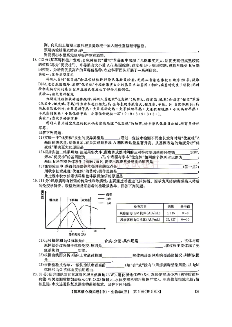 《2026九师联盟高三核心模拟卷（中）三-生物（含答案）_副本_12.2026年4月全国各地高考模拟卷_2026届九师联盟高三核心模拟卷（中）三全科_06生物_九师联盟高三核心模拟卷（中）三》第4页预览